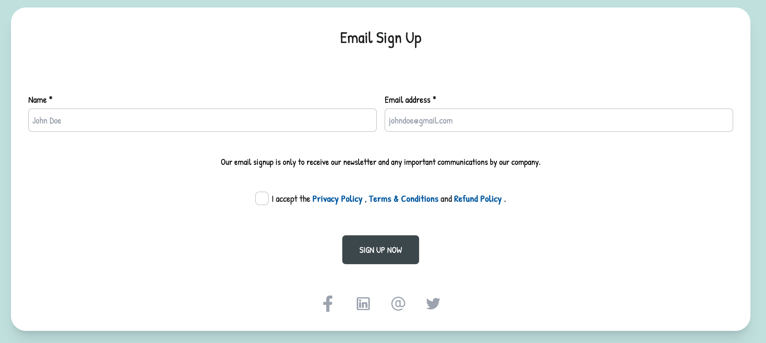 Forms Donation Form for Newsletter Sign Up