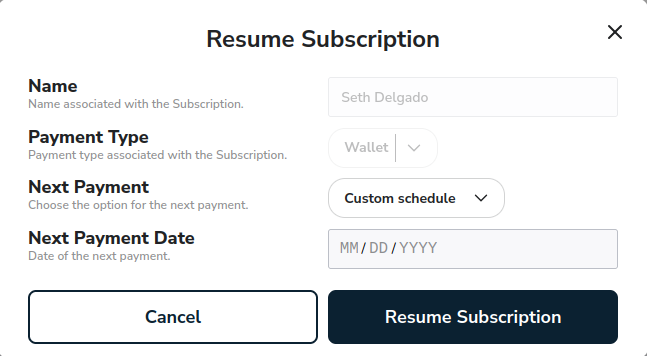 Subscriptions Resume Subscriptions Resume