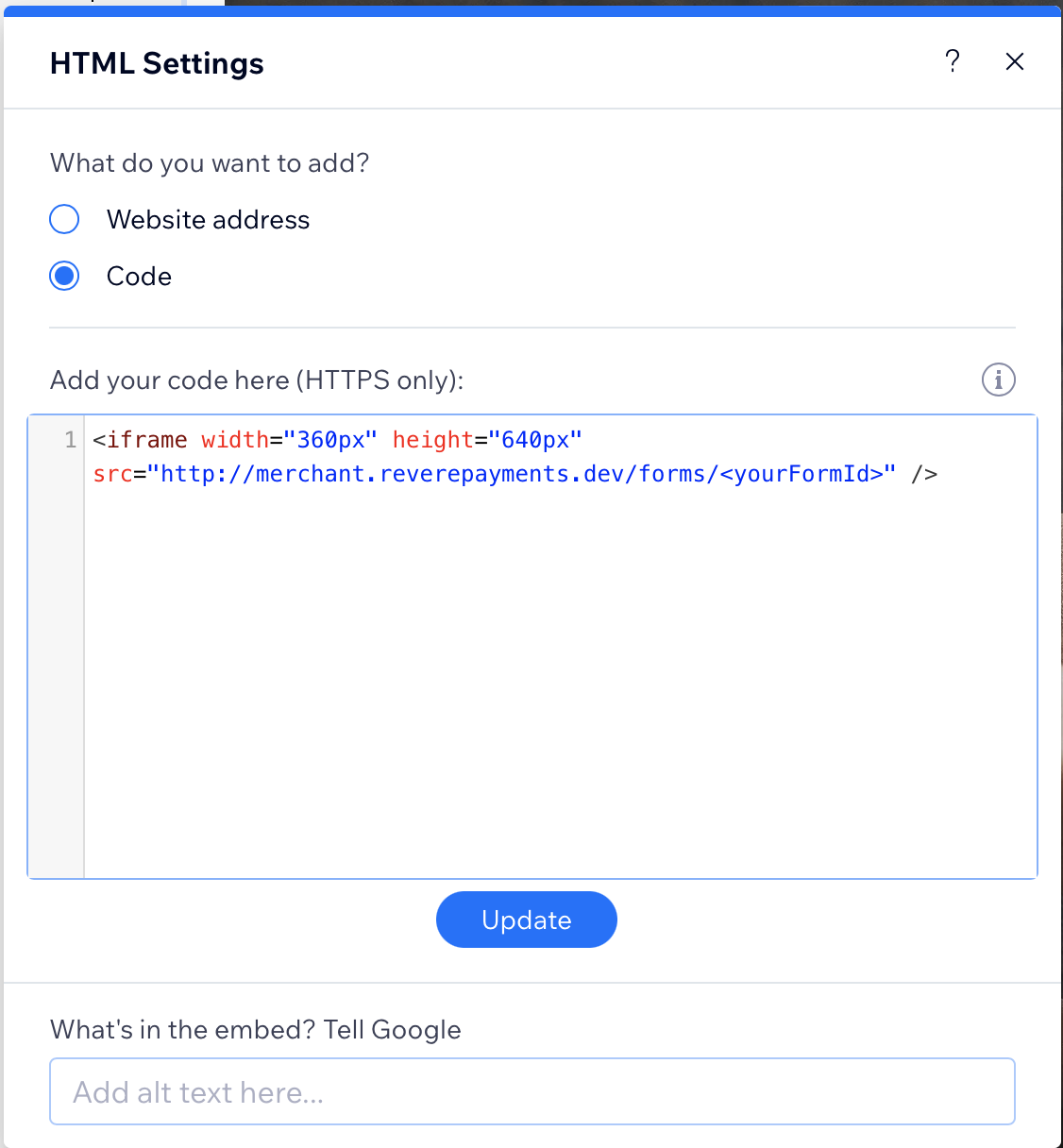 Wix Paste Code WIX Paste Code